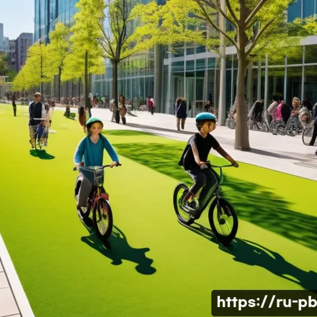 워커블 시티의 지속 가능한 교통수단 - **Prompt:** A vibrant, futuristic city park where a diverse group of people of all ages are enjoying...