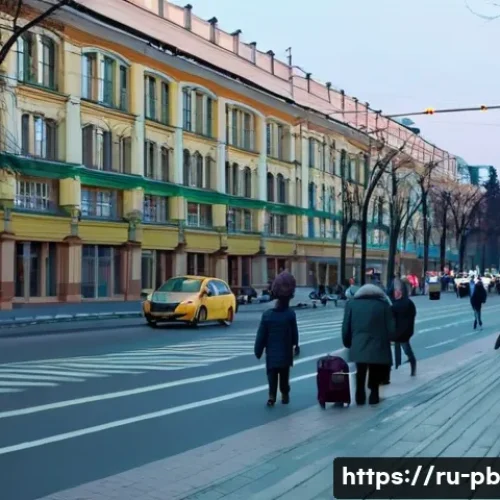 Home 32 워커블 시티 디자인을 위한 연구 방법론 - A busy urban street in Moscow during early evening, showing diverse pedestrians including elderly pe...